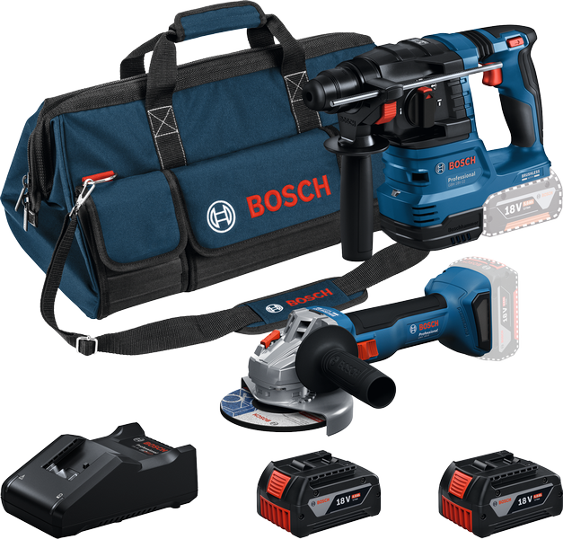 Aku set nářadí Bosch GWS 18V-8 + GBH 185- Li + 2x4 Ah