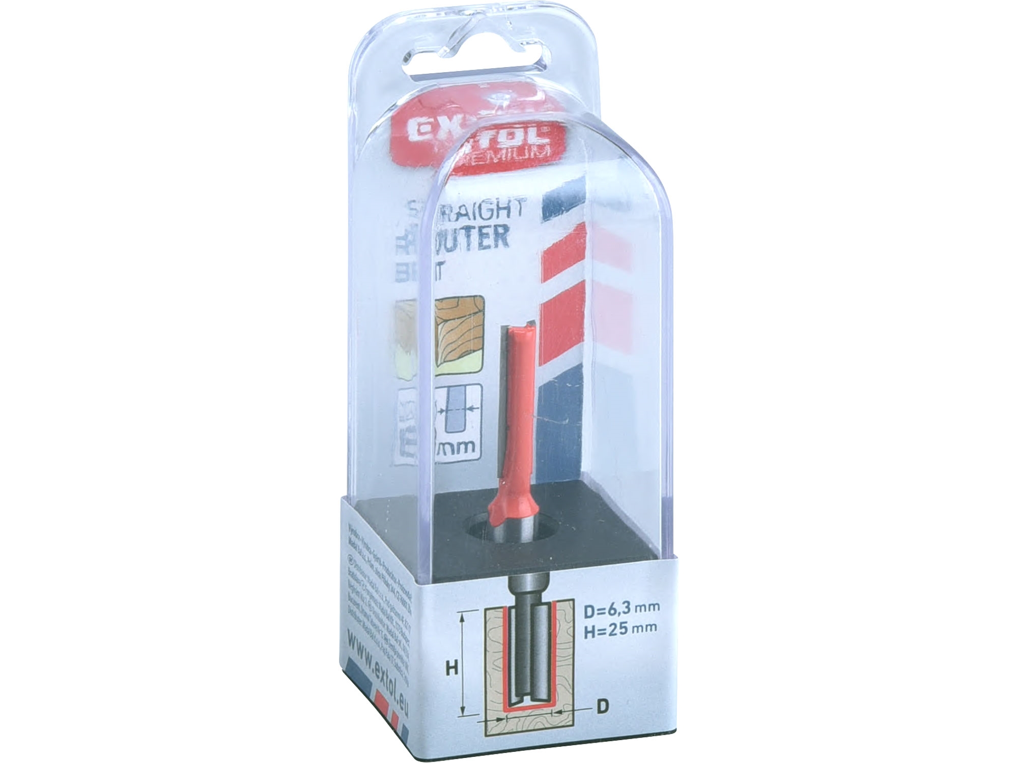 EXTOL PREMIUM fréza drážkovací do dřeva, D6,3xH25, stopka 8mm, 8802111 (obrázek 3)