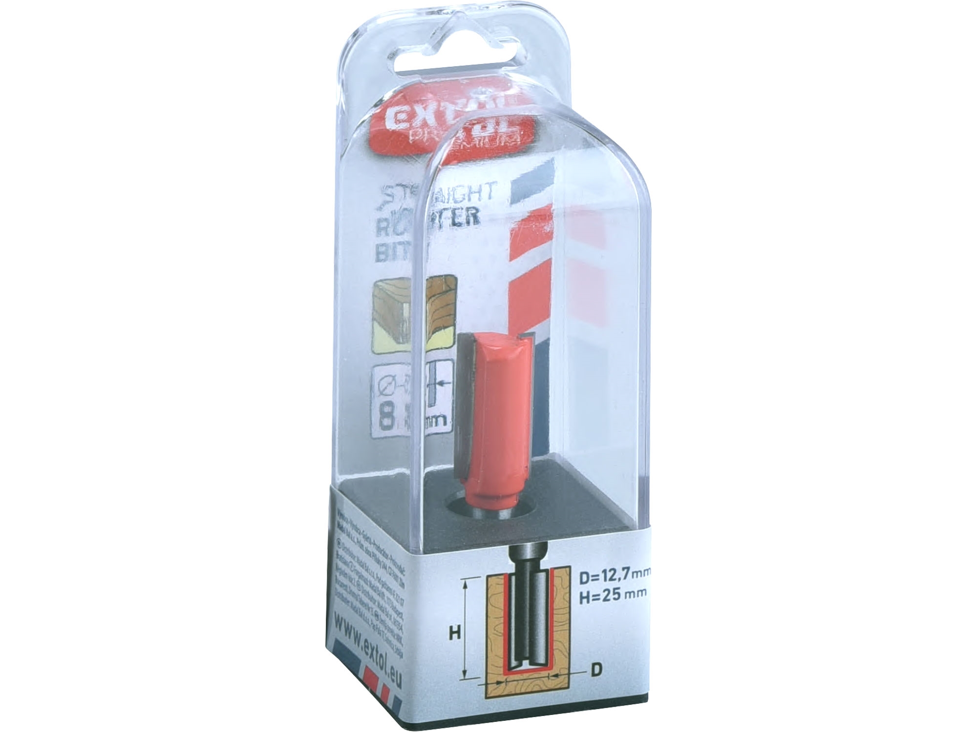 EXTOL PREMIUM fréza drážkovací do dřeva, D12,7xH25, stopka 8mm, 8802113 (obrázek 3)