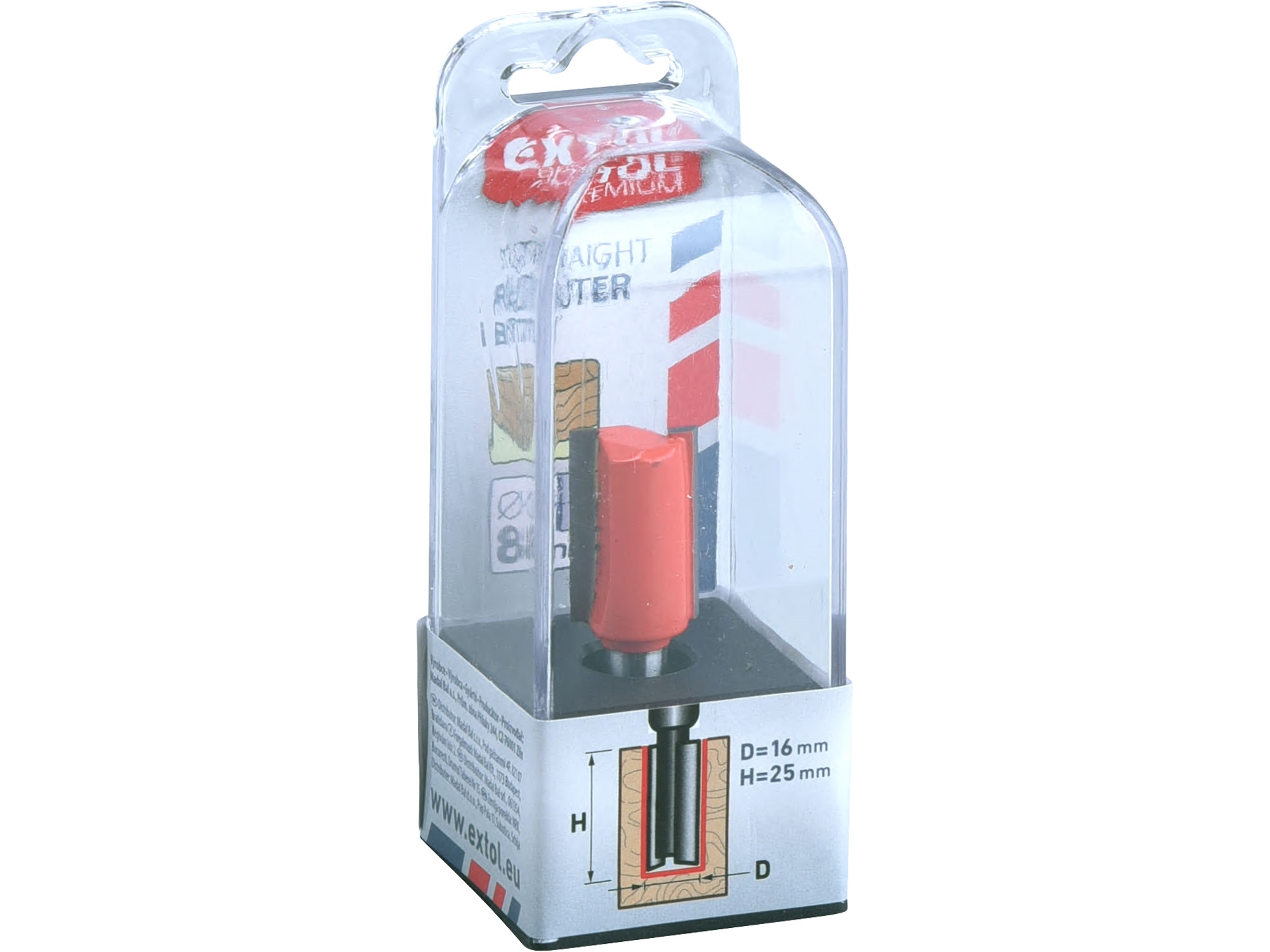 EXTOL PREMIUM fréza drážkovací do dřeva, D16xH25, stopka 8mm, 8802116 (obrázek 3)