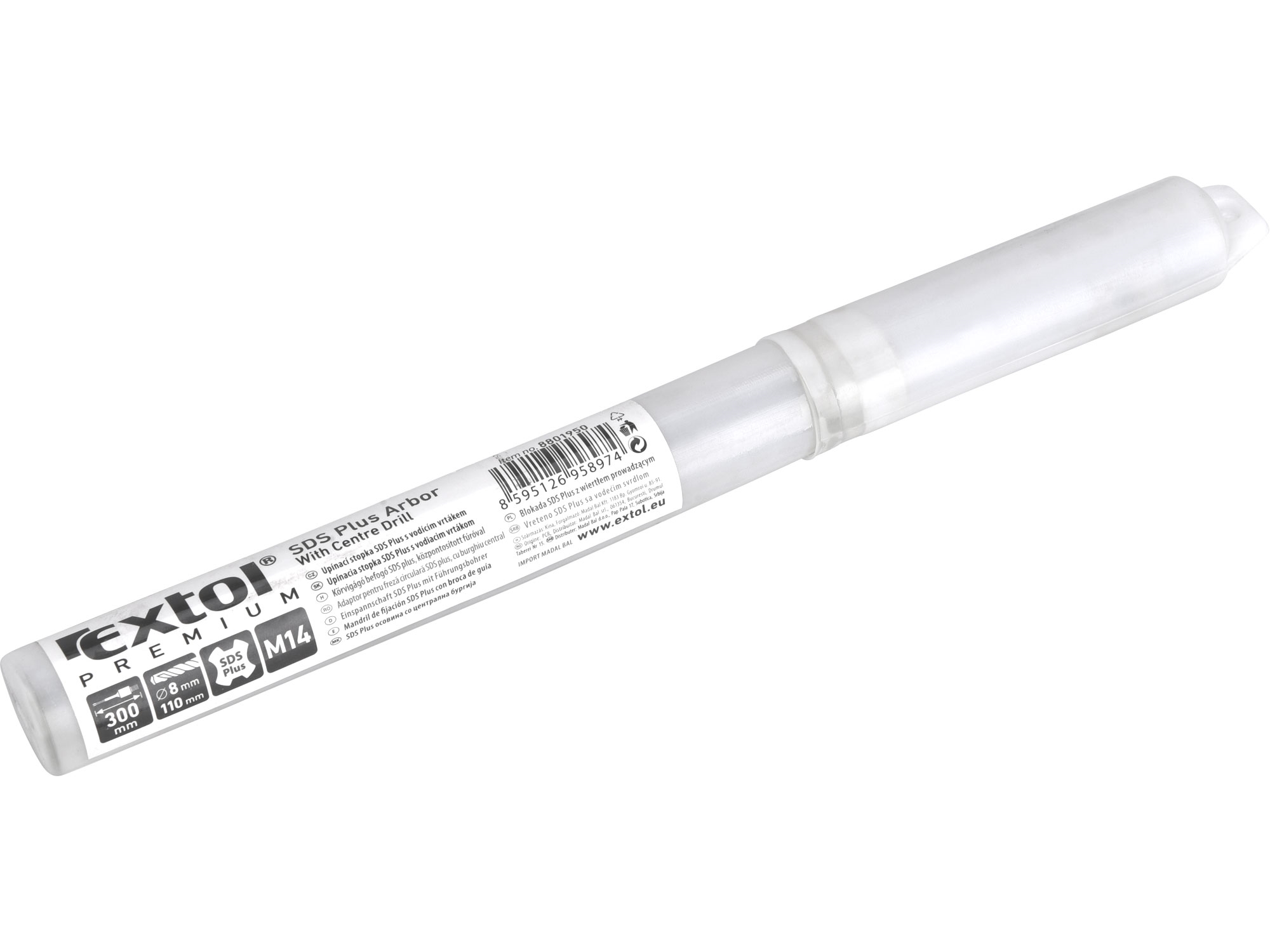 Upínací stopka s vodícím vrtákem SDS plus EXTOL PREMIUM 300 mm x M16