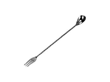 Lžička barmanská s vidličkou 30 cm, černá
