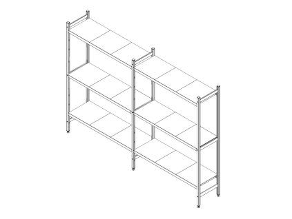 Regalový systém 4505 x 400 mm, 3 police