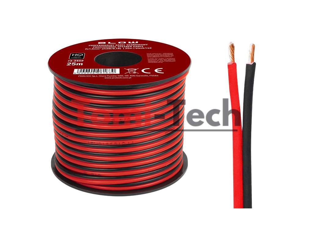 73-345# Reproduktorový kábel 2x1,50 mm čierno-červený 25 m