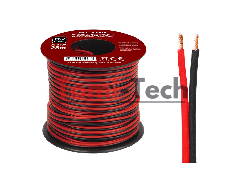 73-340# Reproduktorový kábel 2x0,22 mm čierno-červený 25 m