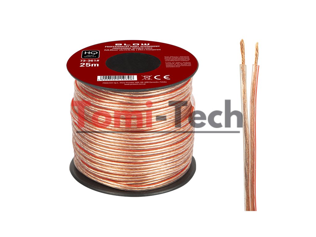 73-361# Reproduktorový kábel 2x0,35 mm priehľadný 25 m