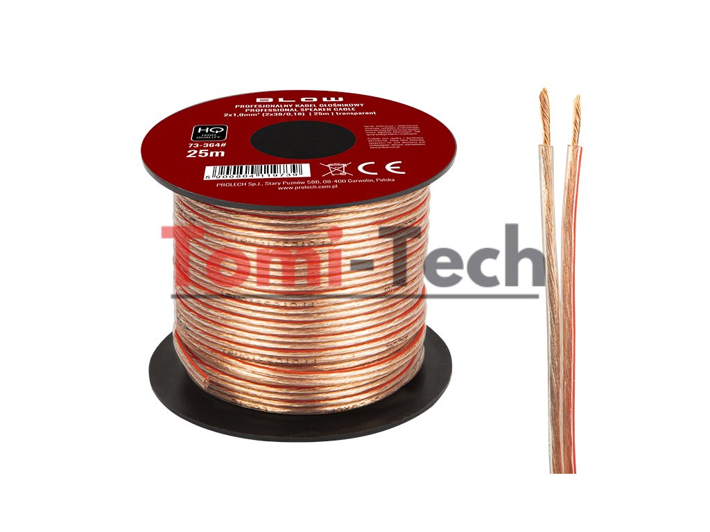 73-364# Reproduktorový kábel 2x1,00 mm priehľadný 25 m