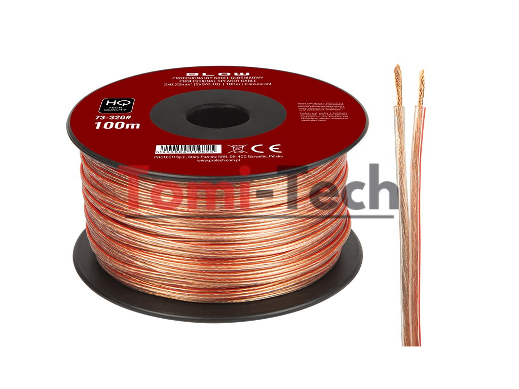 73-320# Reproduktorový kábel 2x0,22 mm priehľadný