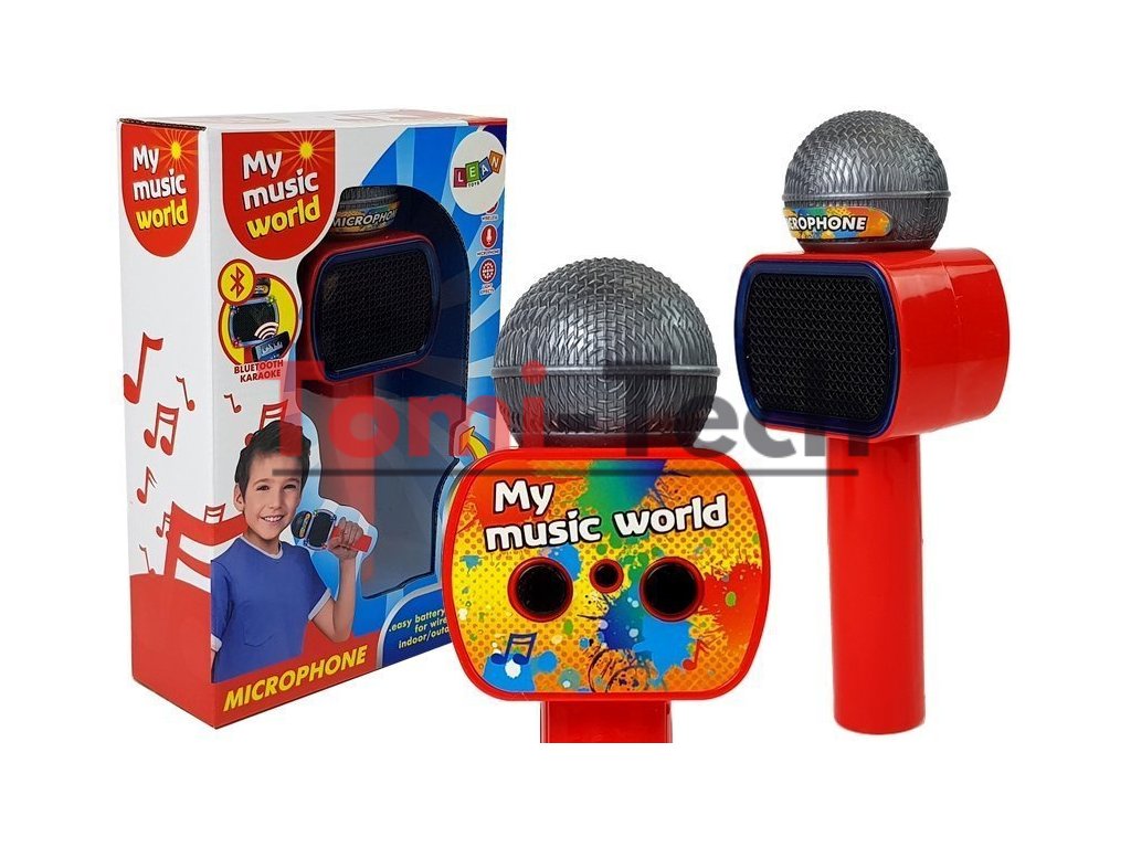 Detský bezdrôtový karaoke mikrofón Bluetooth reproduktor červený