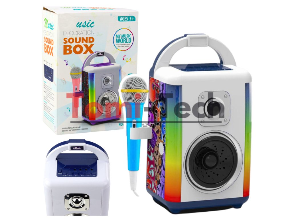 Sound Box Hudobná súprava Mikrofón Bluetooth Reproduktor LED nahrávania MP3