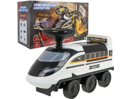 Detské odrážadlo vláčik 2v1 – čierne parkovisko pre policajtov