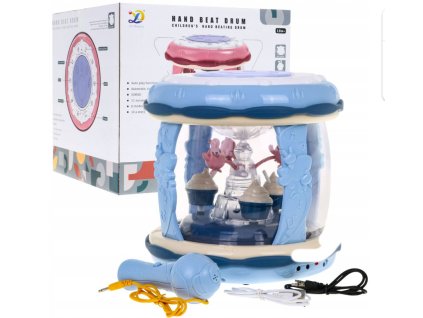 Bubon s mikrofónom pre deti 18m Interaktívna hračka kolotoč zvukový panel modrá