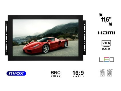 monitor open frame ips led 12cali z wejsciem vga hdmi bnc av nvox op1168vh ips i551