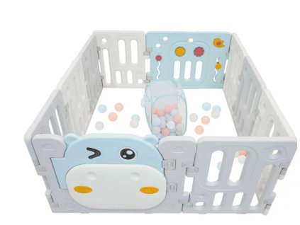 Ohrádka pre deti Hipcio s loptičkami modrá