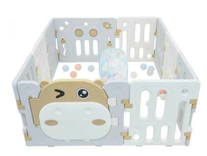 Ohrádka pre deti Hipcio s loptičkami hnedá