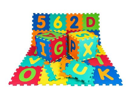 Puzzle farebná podložka s číslami a písmenami