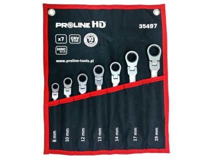 35497 Kombinované kľúče, račňové, 7 kusov (8-19 mm), CV, Proline HD
