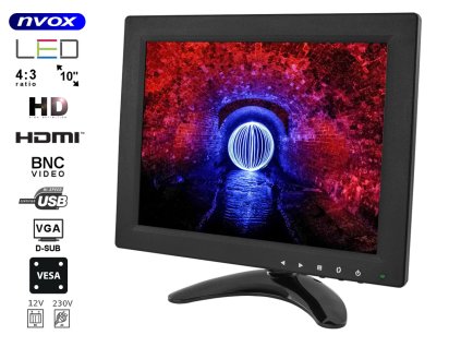 monitor led 10cali vga hdmi av bnc 12v 230v nvox pc105vhb i428
