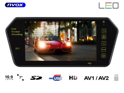 monitor lcd 7cali w lusterku wstecznym 12v usb sd nvox nw701mp5 i330