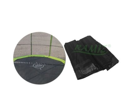 Ochranná sieť SkyRamiz čierna pre záhradnú trampolínu 427 cm/14 stôp, 8 tunelov na stĺpiky