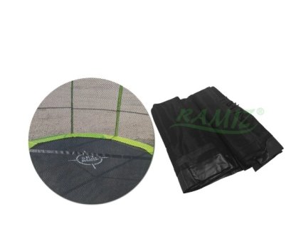 Ochranná sieť SkyRamiz čierna pre záhradnú trampolínu 366 cm/12 stôp, 8 tunelov na stĺpiky