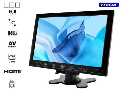 monitor led 10cali hd z hdmi vga av 12v 230v nvox hm1013vh i894