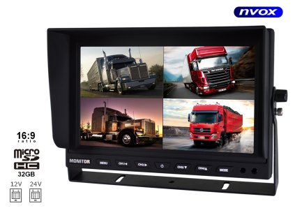 nvox hm950dvr quad monitor samochodowy lcd 9cali z obsluga 4 kamer i funkcja dvr rejestratora 12v 24v nvox hm950dvr quad i2