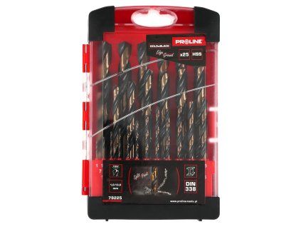 Vrtáky do kovu HSS DIN338 krátke brúsne 25 ks (1-13 mm) Proline