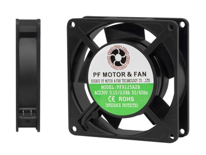 85-943# Ventilátor 92x25mm 230V guľový terminál