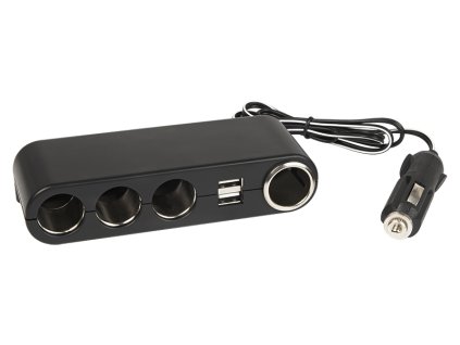 96-875# Rozbočovač do autozapaľovača 1x zástrčka/4x zásuvka + USB kábel CS-42