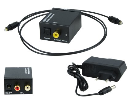 91-200# Optický prevodník Toslink DAC na 2xRCA s napájacím zdrojom