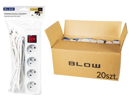 98-536# Predlžovací kábel pr-470wsp 4-zásuvkový s uzemnením + vypínač 5m biely 3x1,5mm balenie