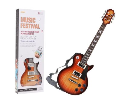Sada gitara + mikrofón – Hnedá - imitácia dreva