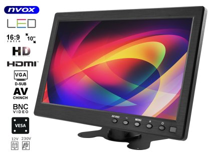monitor led 10cali hd z hdmi vga usb av 12v nvox hm1011vhb i887