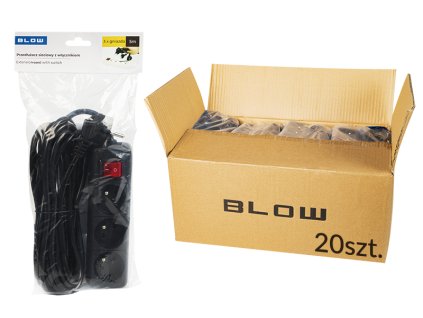 98-548# Predlžovací kábel PR-370WSP 3-zásuvkový s uzemnením + vypínač 5 m čierny 3x1,5 mm balenie