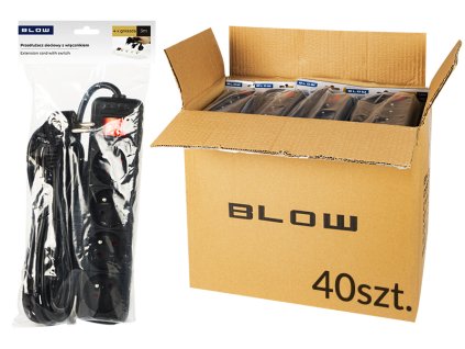 98-567# Predlžovací kábel PR-470WSP 4 zásuvky s uzemnením + vypínač 3 m čierny 3x1,5 mm balenie