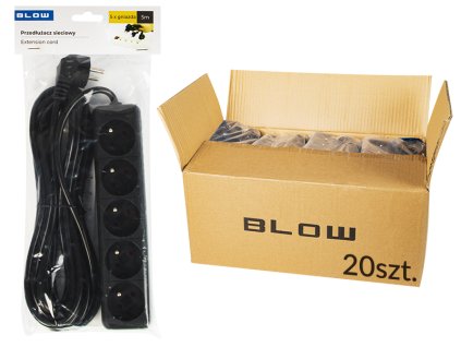 98-545# Sieťový predlžovací kábel pr-570p 5-zásuvkový s uzemnením 5 m čierny 3x1,5 mm balenie