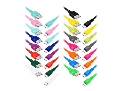 EXC Mobilný USB kábel - micro USB WHIPPY, 0,9M, 3A, rýchle nabíjanie, mix farieb