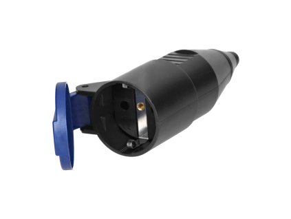 Dielenska zásuvka s klapkou, 2P+Z Schuko, čierna, 12 ks.