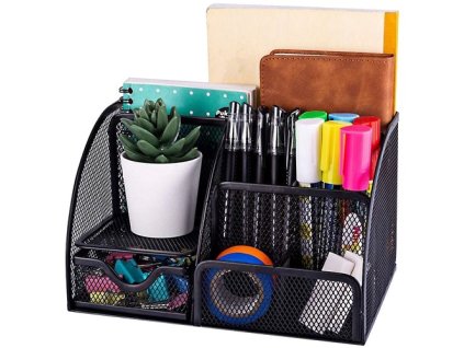 Organizér na stôl - 6 priehradiek - čierny