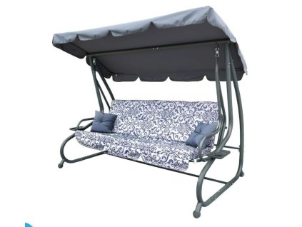 Záhradná hojdačka Seat Textylina 2x1 - sivá, vzorovaná