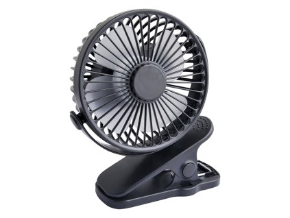44-506# Stolový ventilátor s klipom 10 cm USB + batéria čierny