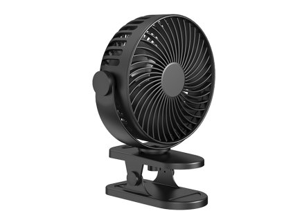 44-505# Stolový ventilátor s klipom 15 cm USB + batéria čierny