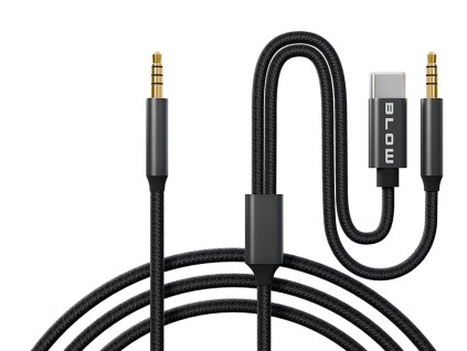 66-167# USB-C konektor - jack 3.5 + jack 3.5 opletený kábel 1,2 m