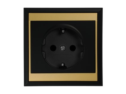 Jednoduchá zásuvka 2P+Z, Schuko Luna, 16A, 250V, PT-17L, čierna/zlatá