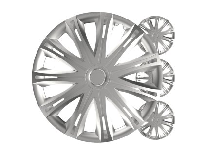 Sada 4 ks puklicí na kolesá, strieborná, 17", farebná krabička