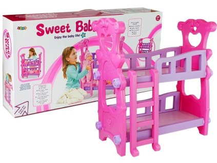 Ružová poschodová posteľ pre bábiky