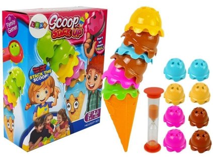 Zmrzlina v oblátkovom kornútku Farebná pyramída Stavba veže - hra pre celú rodinu