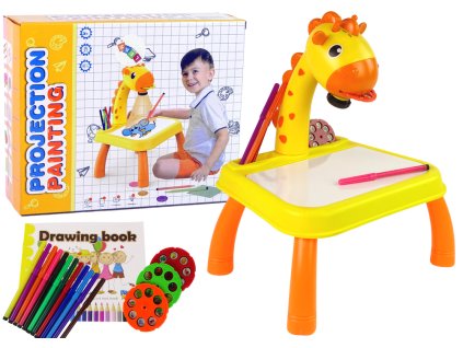 Tabuľový projektor na učenie kreslenia dinosaura žltý