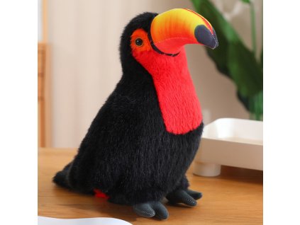 Plyšová hračka tukan, vták, plyšová hračka maskot, červená 20 cm